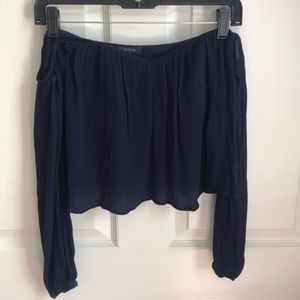 navy off the shoulder top